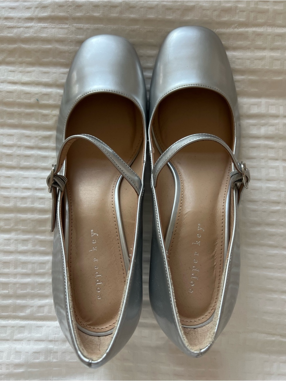 Copper Key Silver Mary Jane Flats